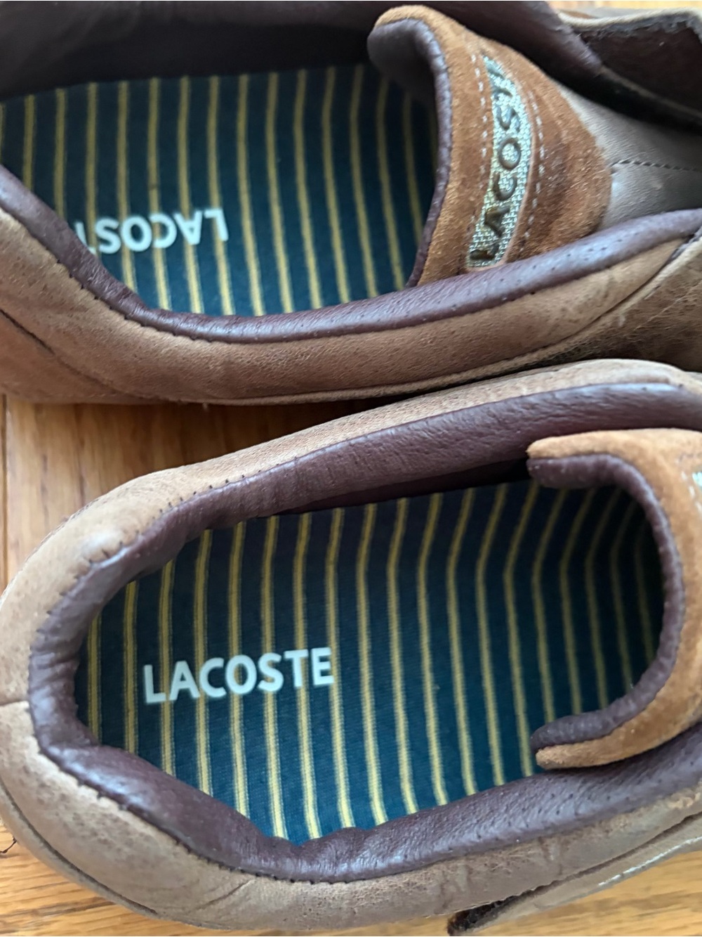 Lacoste Brown Leather Velcro Strap Sneakers Men's Size 11 Casual Comfort Shoes - Picture 4 of 9